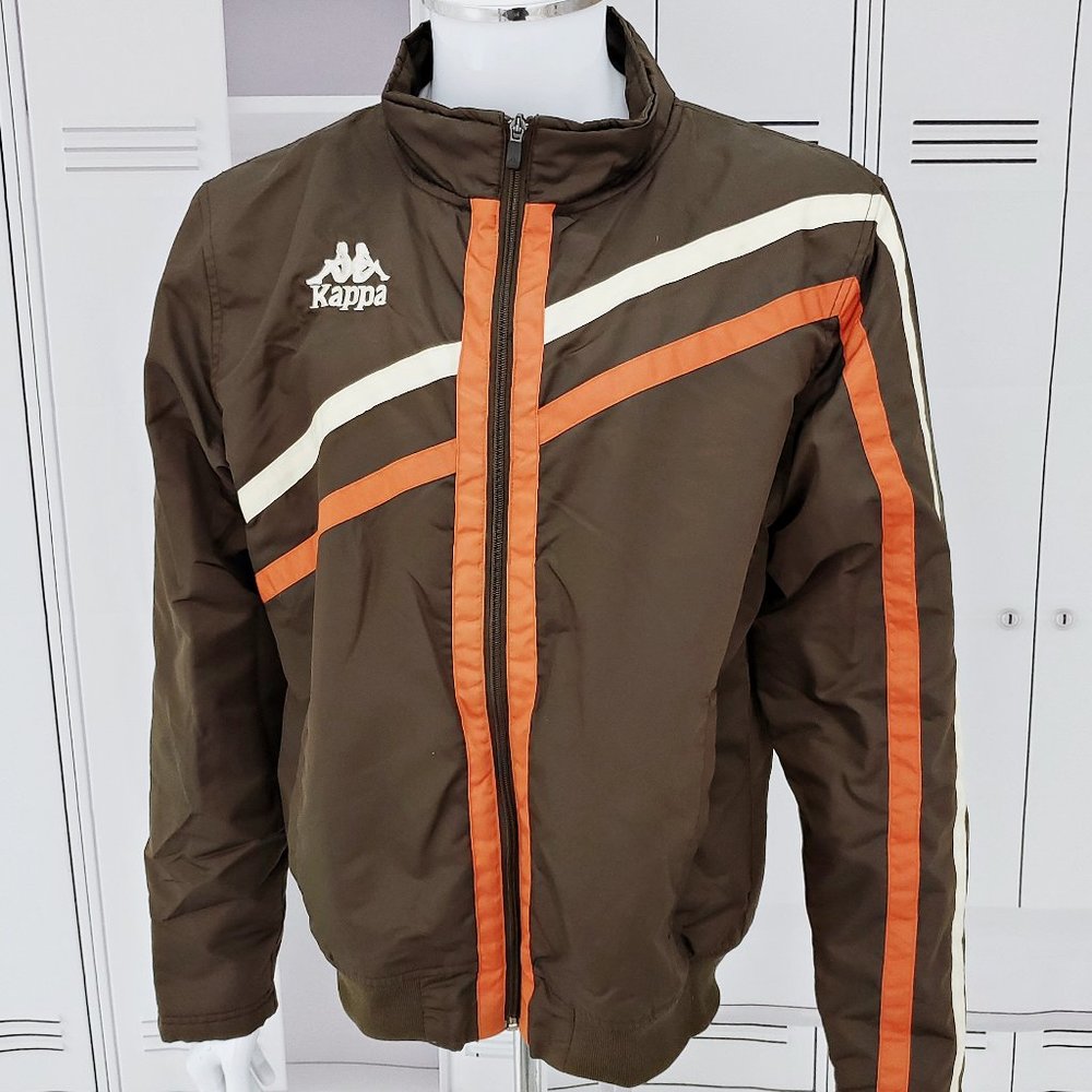 Vintage KAPPA Windbreaker Jacket Brown Nylon Zip-up Coat Sz Medium